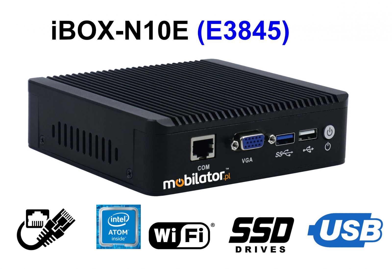IBOX-N10E (E3845) - Tani Komputer przemysowy z portem VGA oraz 4x LAN RJ45
